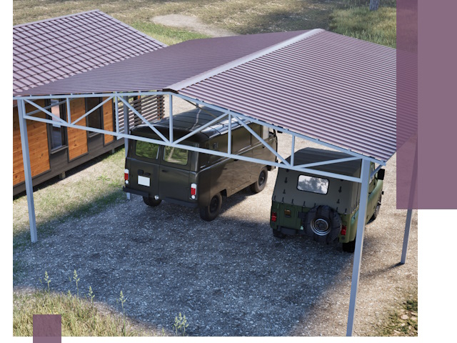 Двускатные навесы под ключ в Иркутске — изготовление и монтаж